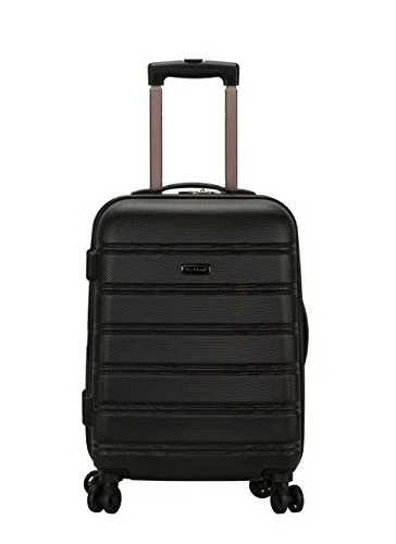 Suitcase for bike trips-hard-side rolling suitcase-Rockland Luggage Melbourne 20 Inch Expandable Abs Carry On Luggage, Black, One Size