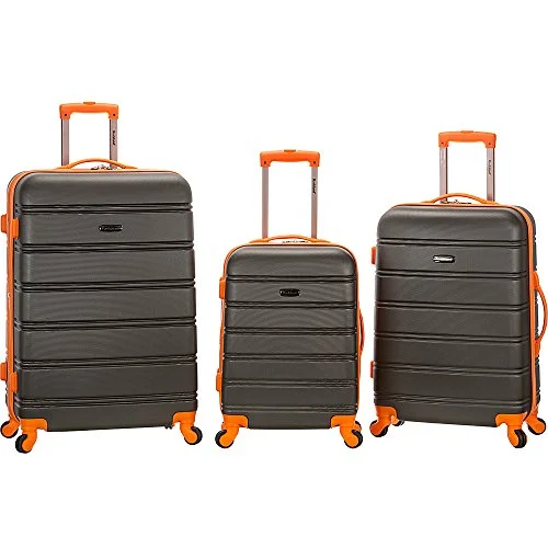 Suitcase with sealed closure-business roller suitcase-Rockland Luggage Melbourne 3 Piece Set, Charcoal