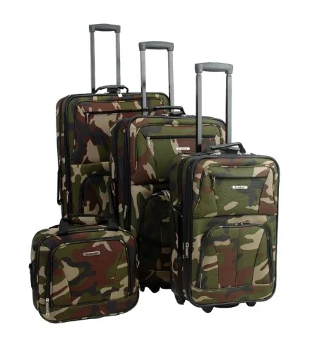 Suitcase for meal kits-four-wheel travel suitcase-Rockland Luggage Skate Wheels 4 Piece Luggage Set, Camouflage, One Size