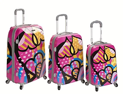 Suitcase with sleek wheels-suitcase for short travel-Rockland Luggage Vision Polycarbonate 3 Piece Luggage Set, Love, One Size