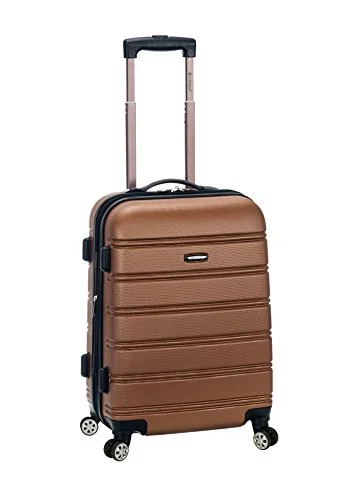 Suitcase with artistic print-designer carry-on suitcase-Rockland Melbourne 20 Inch Expandable Abs Carry On, Brown