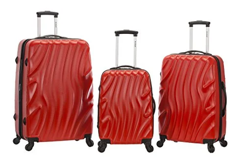 Suitcase for tech kits-suitcase for city trips-Rockland Melbourne 3 Piece Abs Luggage Set, Redwave, One Size