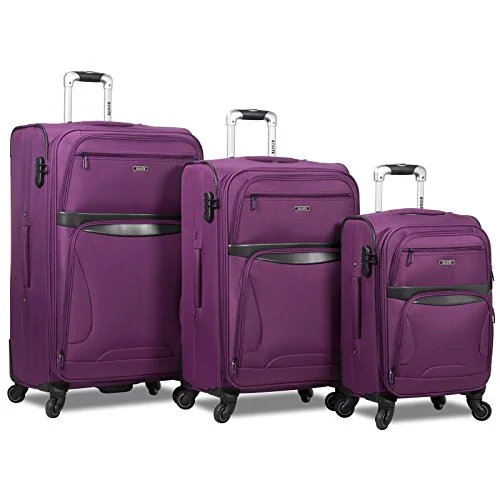 Suitcase for bike gear-colorful luggage suitcase-Rolite Explorer 3-Piece Expandable Spinner Luggage Set-Purple