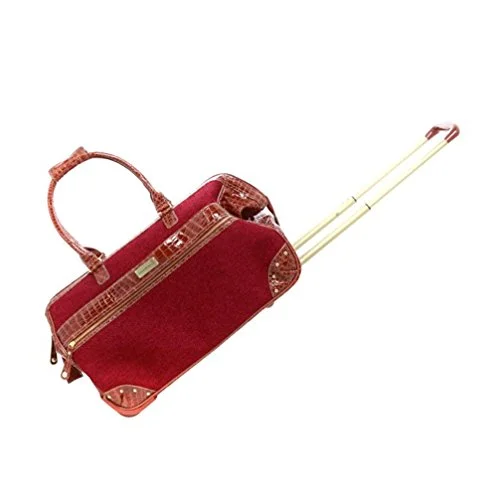 Suitcase with loose straps-best rolling suitcase-Samantha Brown Tweed Tweed Wheeled Weekender Luggage Set - Burgundy