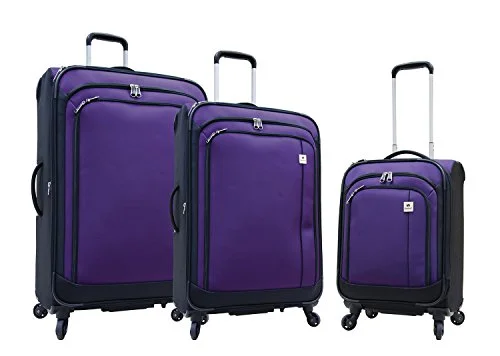 Suitcase for fast trips-lightweight business travel suitcase-Samboro Feather Lite Lightweight Luggage Spinners - 3 Piece Set (Purple Color)