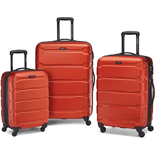 Suitcase for hill hikes-large suitcase for vacation-Samsonite 68311-1156 Omni Pc Hardside Spinner  20 24 28,  Burnt Orange,  3 Piece Set