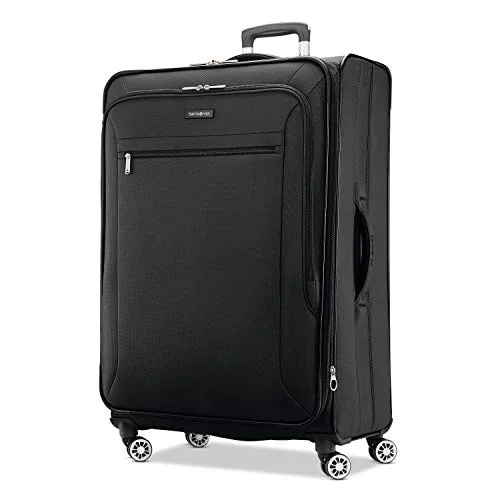 Suitcase for picnic items-smart suitcase with app-Samsonite Ascella X Softside Expandable Luggage with Spinner Wheels, Black, Checked-Large 29-Inch