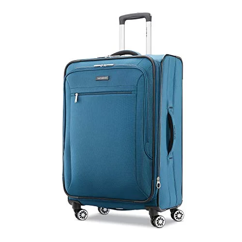 Suitcase for daily essentials-expandable luggage suitcase-Samsonite Ascella X Softside Expandable Luggage with Spinner Wheels, Teal, Checked-Medium 25-Inch