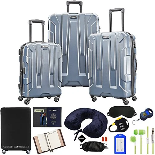 Suitcase with big capacity-comfortable carry-on suitcase-Samsonite Centric 3-Piece Nested Luggage Set With Accessory Kit (Blue Slate)