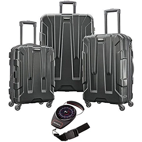 Suitcase for parenting-best luggage suitcase for cruise-Samsonite Centric 3Pc Nested Luggage Set Black With Portable Luggage Scale