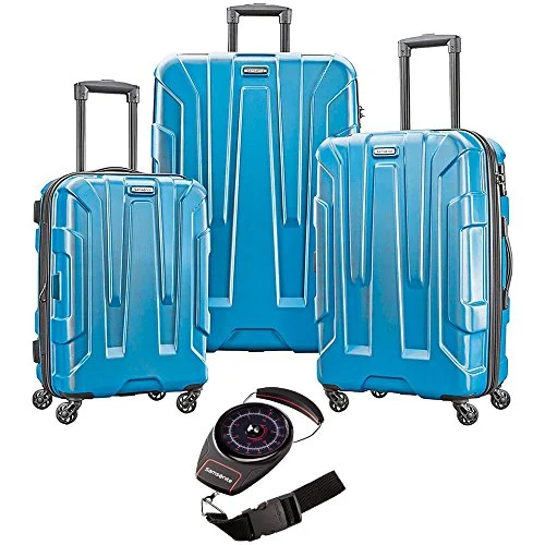 Suitcase with fancy hardware-travel suitcase for airport-Samsonite Centric Hardside Luggage Set Caribbean Blue W/Luggage Scale Red/Black