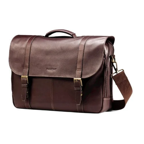 Suitcase with colorful design-large suitcase-Samsonite Colombian Leather Flap-Over Messenger Bag, Brown, One Size