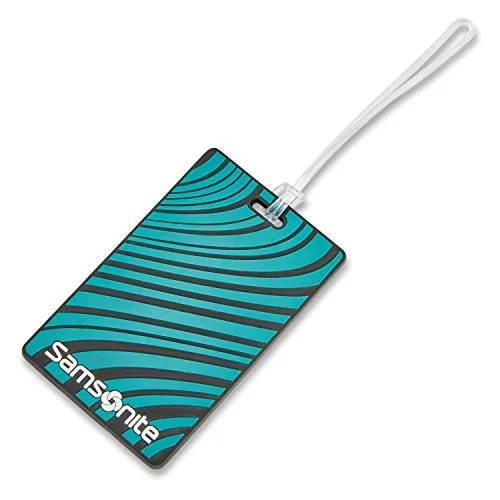 Suitcase for business trips-suitcase for travel-Samsonite Designer Luggage Id Tags, Emerald Teal Stripe