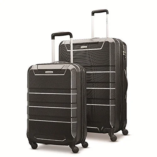 Suitcase with tan leather-carry-on travel suitcase-Samsonite Invoke 2 Piece Nested Hardside Set (20"/28"), Black, Only At Amazon