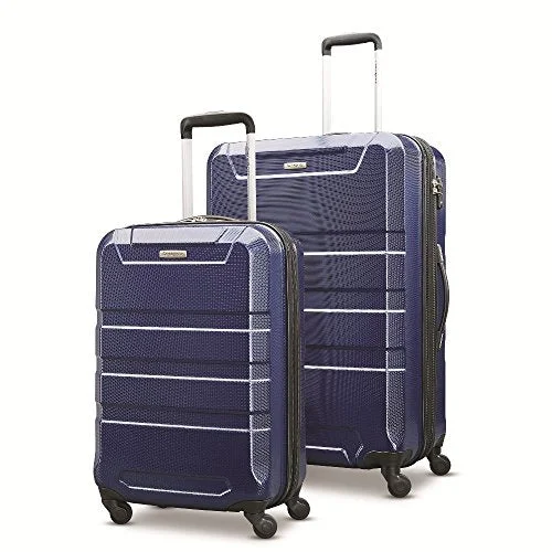 Suitcase with square pattern-luxury rolling suitcase-Samsonite Invoke 2 Piece Nested Hardside Set (20"/28"), Navy Blue, Only At Amazon