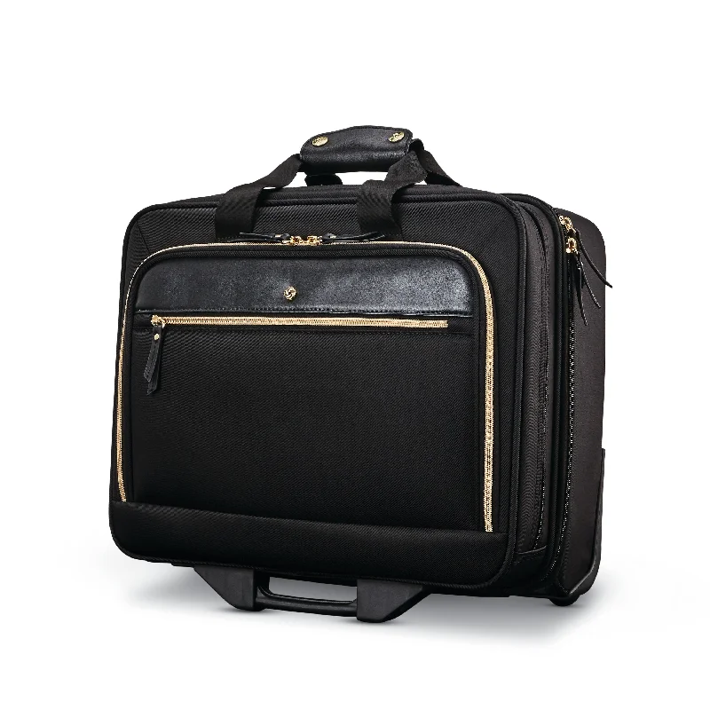 Suitcase with stripe print-travel bag suitcase-Samsonite Mobile Solution Upright Wheeled Mobile Office Black