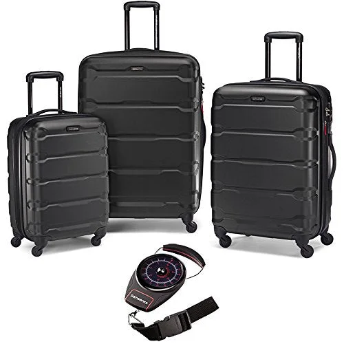 Suitcase for festival outfits-cabin suitcase for airlines-Samsonite Omni Hardside Nested Spinner Set Black with Luggage Scale Red/Black