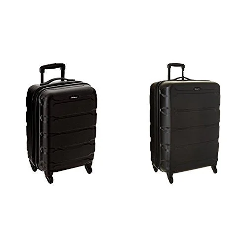 Suitcase with airy interior-suitcase with padded compartment-Samsonite Omni PC Hardside Spinner Set (20"/28"), Black