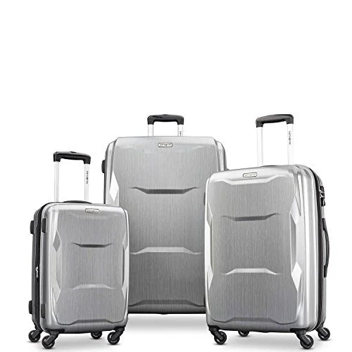 Suitcase with padded handle-modern carry-on suitcase-Samsonite Pivot 3 Piece Set Brushed Silver