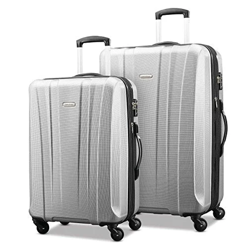 Suitcase for mini kits-spacious business suitcase-Samsonite Pulse Dlx Lightweight 2 Piece Hardside Set (20"/28"), Silver, Exclusive To Amazon