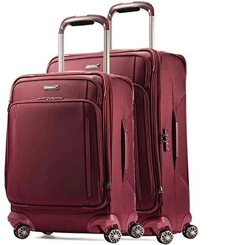 Suitcase with transparent flap-business suitcase for weekend-Samsonite Silhouette XV 2 Piece 21 | 25 Spinner Set (One Size, Napa Red)