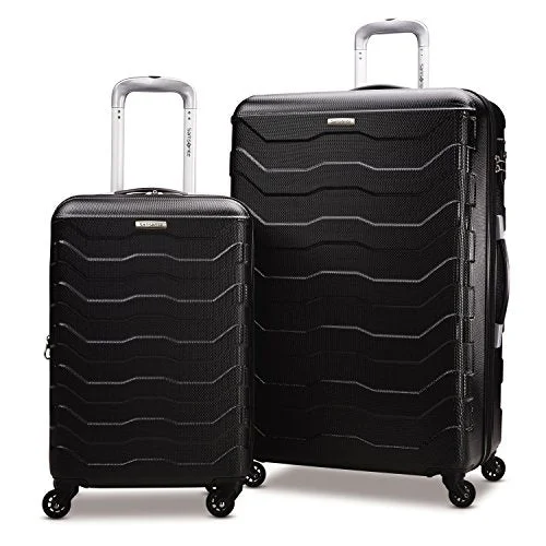 Suitcase with woven texture-suitcase for long business trips-Samsonite Tread Lite Lightweight Hardside Set (20"/28"), Only At Amazon, Black