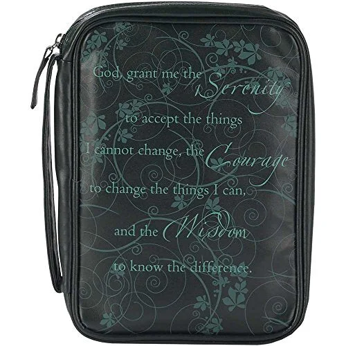 Suitcase with tan leather-carry-on travel suitcase-Serenity Prayer Black 8 X 11 Inch Leather Like Vinyl Bible Cover Case With Handle Large