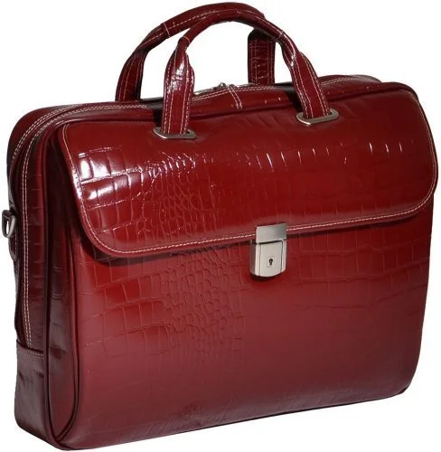 Suitcase with strong zippers-foldable luggage suitcase-Siamod Monterosso Settembre Italian Leather Medium Ladies’ Laptop Brief - Cherry