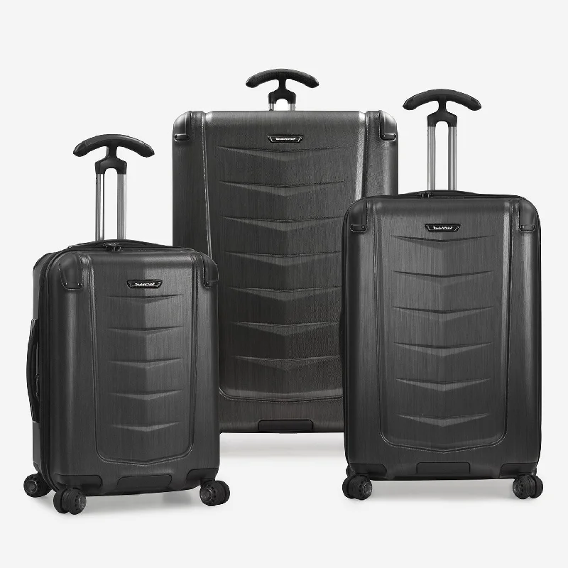 Suitcase with smooth leather-soft-shell business suitcase-Silverwood Hardside 3-Piece Luggage Set