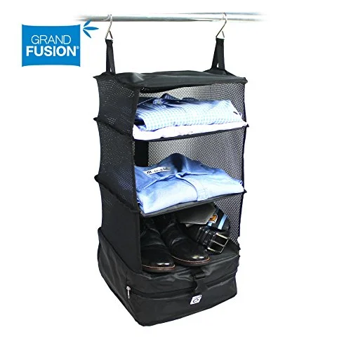 Suitcase with modern style-spinner carry-on suitcase-Stow-N-Go Portable Luggage System - Small - Black, Packable Hanging Shelves And Travel Organizer