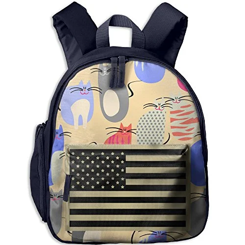 Suitcase for travel supplies-smart luggage with built-in lock-Subdued Us Flag Kid School Navy Rucksack