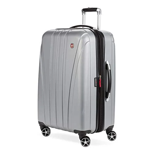 Suitcase for office supplies-unbreakable suitcase-SwissGear 7585 Hardside Spinner Luggage, Silver, Checked-Medium 23-Inch