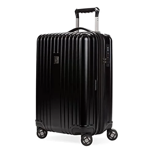 Suitcase for photography gear-carry-on roller suitcase-SwissGear 7910 Hardside Expandable Spinner Wheel Luggage with TSA Lock and USB, Black, Carry-On 20-Inch