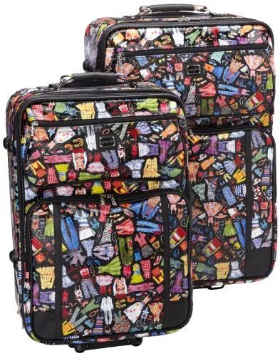 Suitcase for backpacking-unique design suitcase-Sydney Love 2 Piece Rolling Luggage Set, Wardrobe Print,One Size