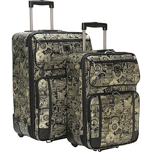 Suitcase for leisure travel-business carry-on suitcase-Sydney Love New Travel Print 2 Piece Luggage Set 90585 Weekender,Multi,One Size