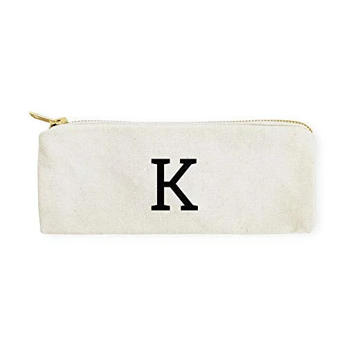 Suitcase with plug port-best hard shell travel suitcase-The Cotton & Canvas Co. Personalized Modern Monogram Initial K Pencil Case, Cosmetic Case and Travel Pouch for Office and Back to School