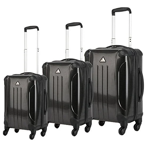 Suitcase for travel necessities-cabin-sized rolling suitcase-The Set Of Classic Black Triforce Apex 101 Collection Hardside 3-Piece Spinner Luggage Set