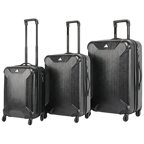 Suitcase for bike essentials-suitcase for business professionals-The Set Of Classic Black Triforce Oxford Collection Hardside 3-Piece Spinner Luggage Set