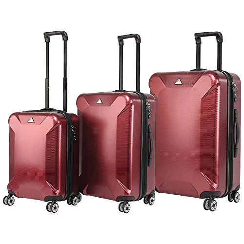 Suitcase with vented slots-hard case suitcase with compartments-The Set Of Classic Burgundy Triforce Oxford Collection Hardside 3-Piece Spinner Luggage Set