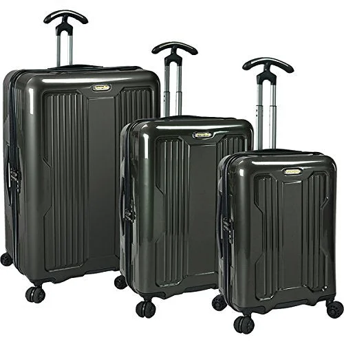 Suitcase with light shell-hard case carry-on suitcase-The Set Of Classic Charcoal Prokas Ultimax 3-Piece Spinner Luggage Set