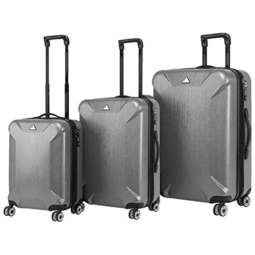 Suitcase with safety latches-expandable travel carry-on-The Set Of Classic Metal Triforce Oxford Collection Hardside 3-Piece Spinner Luggage Set