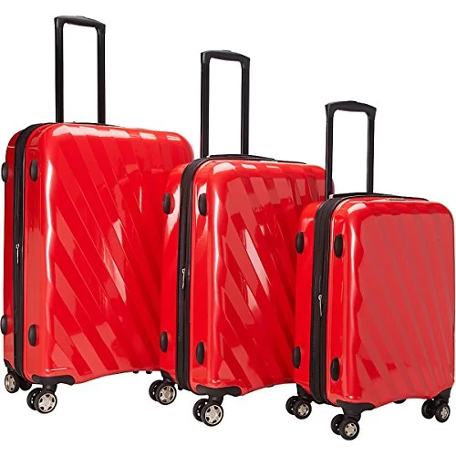 Suitcase with rugged design-top rated suitcase-The Set Of Classic Red A747 Exp 3Pc Luggage Set