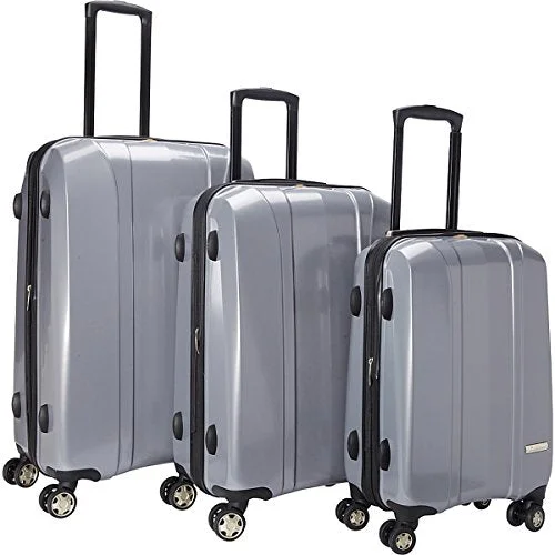 Suitcase with foldable shell-suitcase for fashionista-The Set Of Classic Silver A719 Exp 3Pc Luggage Set