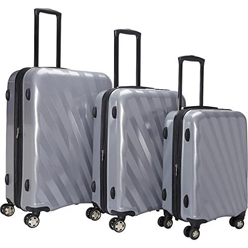 Suitcase with air vents-professional rolling suitcase-The Set Of Classic Silver A747 Exp 3Pc Luggage Set