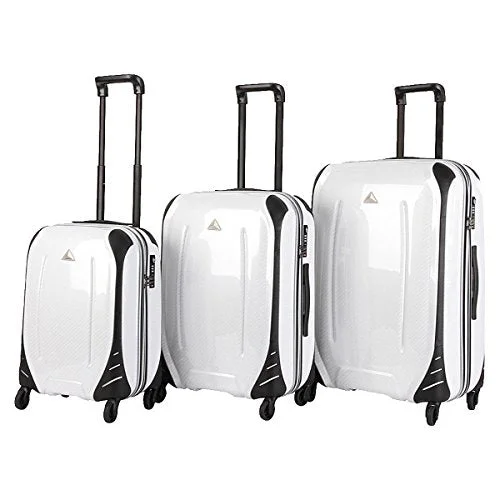 Suitcase with packable design-best suitcase for family vacation-The Set Of Classic White Carbon Triforce Empire Collection Hardside 3-Piece Spinner Luggage Set