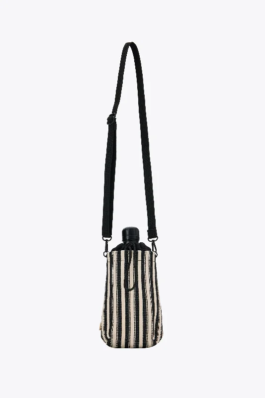 Crossbody stylish travel bag-The Water Bottle Crossbody in Black Stripe