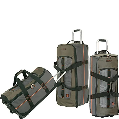 Suitcase for hill gear-lightweight cabin luggage-Timberland Luggage Jay Peak 3 Piece Duffle Set, Burnt Olive, One Size