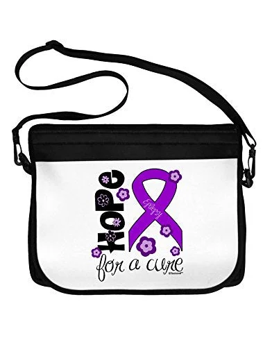 Suitcase with glowing accents-carry-on cabin suitcase-TooLoud Hope for a Cure - Purple Ribbon Epilepsy - Flowers Neoprene Laptop Shoulder Bag