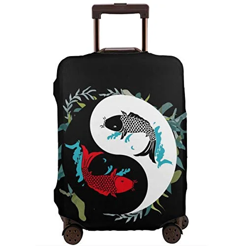 Suitcase with airy shell-kids cabin luggage-Travel Suitcase Protector Zipper Suitcase Cover Yinyang Kio Fish Print Luggage Cover 18-32 Inch