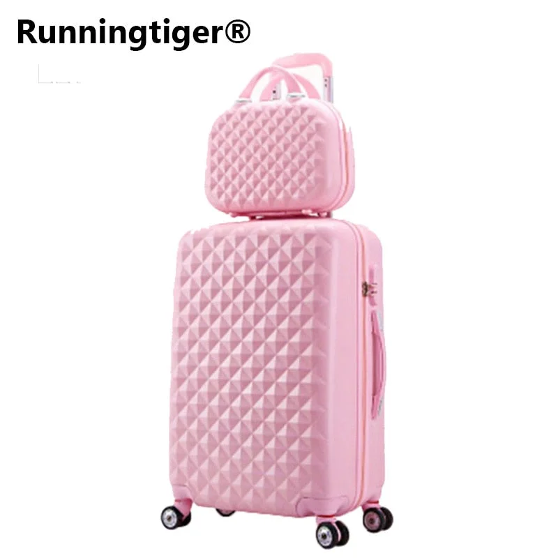 Suitcase with unique seams-luxury soft-shell suitcase-Travel Suitcase Set Rolling Luggage Set Spinner Trolley Case 20" Boarding Wheel Woman Cosmetic Case